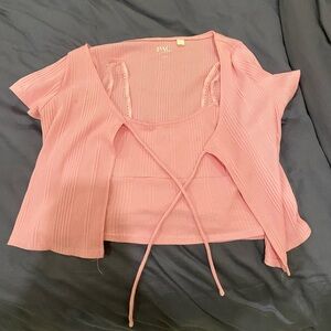 Pacsun Pink Tank and Tie Shirt Set